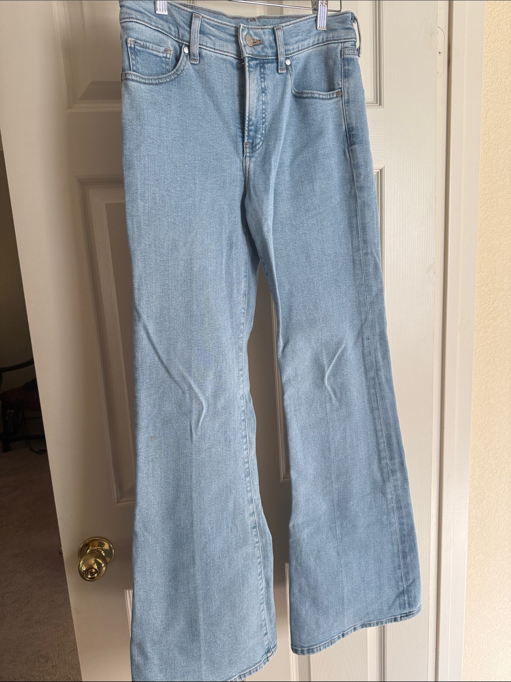 Express Light Blue High-Rise Flare Jeans